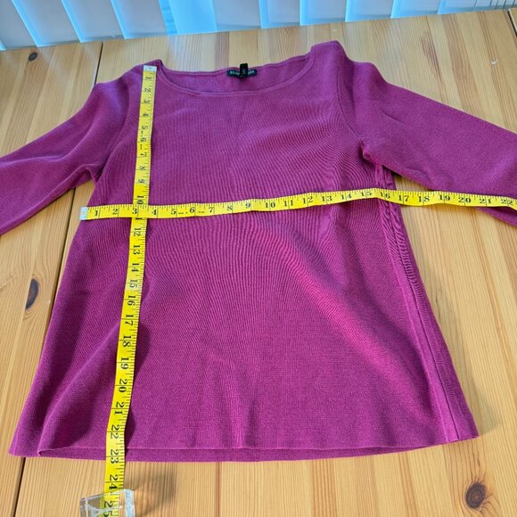 Eileen Fisher Silk Cotton 3/4 Sleeve Sweater Pink Ribbed texture XS - Picture 3 of 8